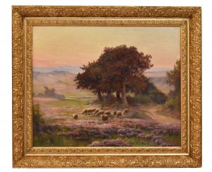 ANTIQUE PAINTINGS WITH LANDSCAPES WITH FLOCK, ÉDOUARD PAIL, OIL ON CANVAS, LATE 19TH CENTURY. (QP693)